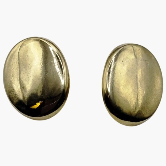 Gold Tone Oval Pierced Post Earrings - Picture 1 of 6